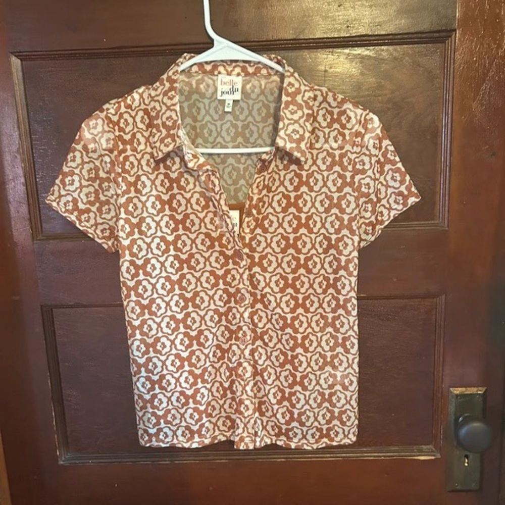 Belle Du Jour Rust and Cream Floral Top